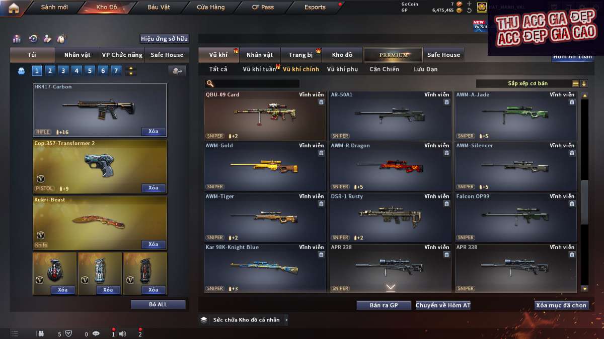 shop acc cf uy tin gia re